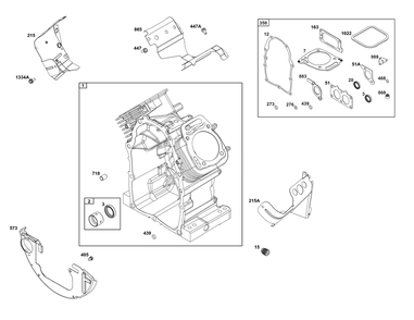 Cylinder Group Diagram and Parts List for 386447-3332-G1 200000 - 399999 Briggs and Stratton Engine
